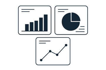 Obraz premium Business data visualization charts showing growth and analysis in simple graphic panels