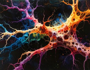 Colorful abstract branching patterns against black