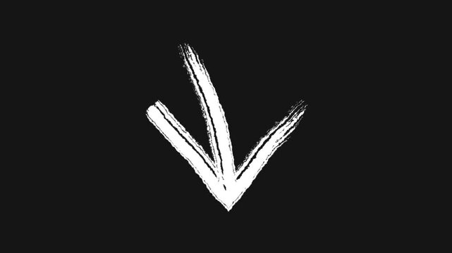 Textured Arrow Guide Hand Drawn Directional Sign with Chalk Effect on Dark Backdrop Learn Explore Find Scroll Down