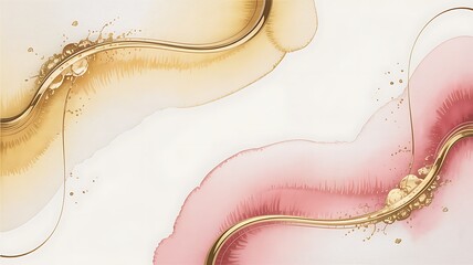 Elegant golden swirls and vibrant watercolor blooms create a stunning modern backdrop, perfect for adding a touch of sophisticated artistry to your brand or design project