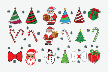 set of Christmas elements,  Christmas holiday silhouette vector icon set.