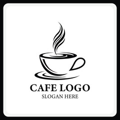 Vector art of cafe logo with a cup of coffee for branding