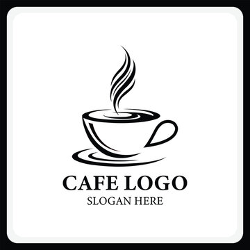 Vector art of cafe logo with a cup of coffee for branding