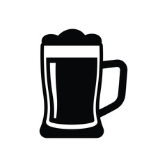 Black beer mug icon with foam drink beverage