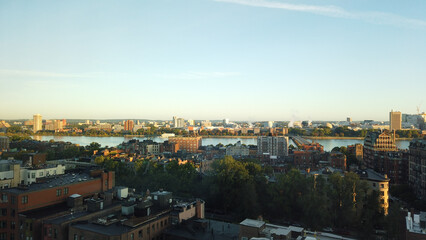 Panoramic photo of downtown Boston in Massachusetts