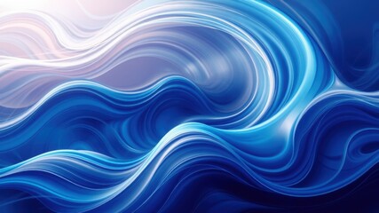 Fototapeta premium Abstract blue and white flowing waves with gradient colors and smooth transitions in a dynamic pattern