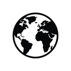 Black globe silhouette with continents world earth