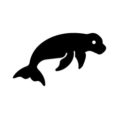 Swimming Sea Lion Silhouette - Aquatic Mammal Vector