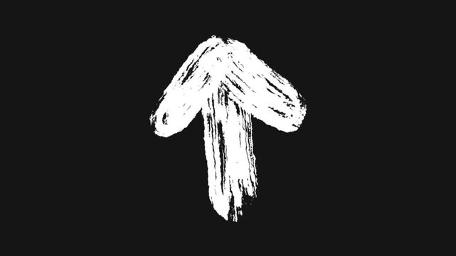 Chalk Arrow Moving Upward White Grunge Graphic on Black Backdrop Hand Drawn Design Element Animated Scroll Motion