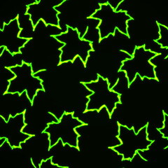 Seamless wallpaper with neon maple leafs, autumn glowing symbol. Vector illustration