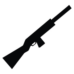 a rifle silhouette vector icon design with a white background	