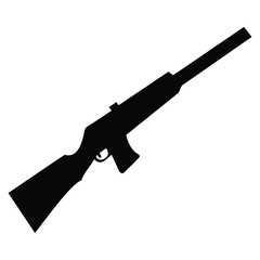 a rifle silhouette vector icon design with a white background	
