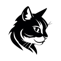 Vector art of black cat head silhouette vector illustration of a feline