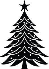 Obraz premium Christmas Tree Silhouette Festive Vector Illustration