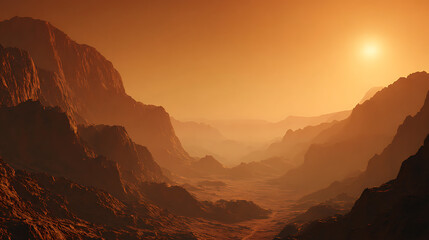 Cinematic photo of a vast Martian landscape