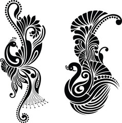 elegant peacock tribal vector illustration, peacock vector ornamental bird tattoo design