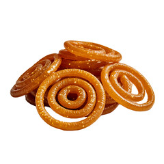 Fototapeta premium Traditional Indian jalebi sweet isolated on transparent background PNG