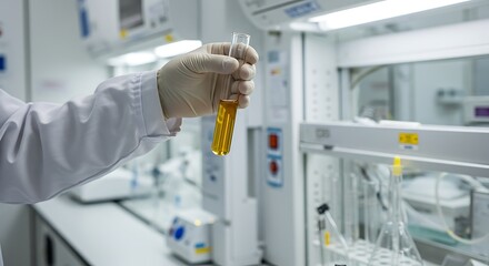 Laboratory Technician Inspecting Honey Sample in Test Tube