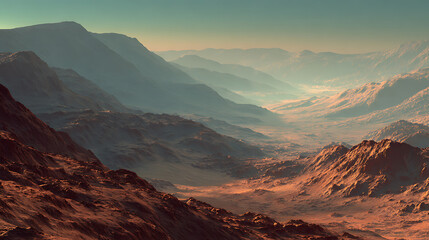 Naklejka premium the vast expanse of Mars' outer landscape