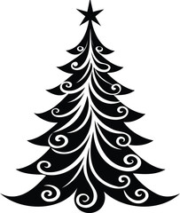 Christmas Tree Silhouette Festive Vector Illustration