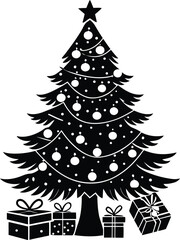 Christmas Tree Silhouette Festive Vector Illustration