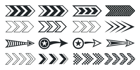 Dynamic arrows pointing right for impactful presentations and web design, directional signs, navigational elements with modern geometric style, wayfinding