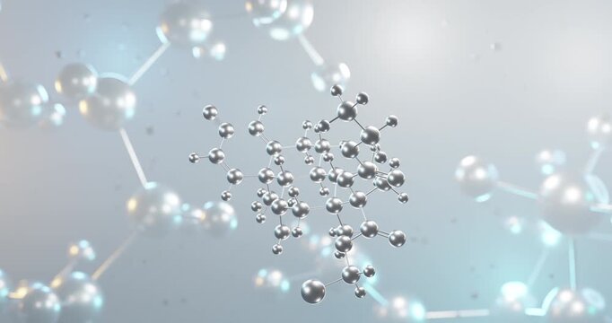 Loteprednol Etabonate rotating 3d molecule, molecular structure of anti-inflammatory agent seamless video
