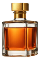 Square glass bottle of copper-infused water with an elegant gold foil accent