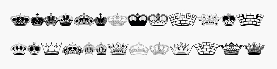 intelligence crown icon set