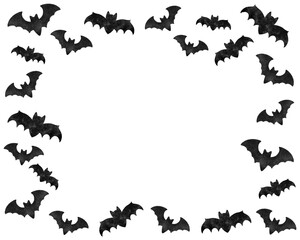 Watercolor Halloween Frame, bats, halloween illustration for banners, cards, flyers, social media wallpapers, etc.