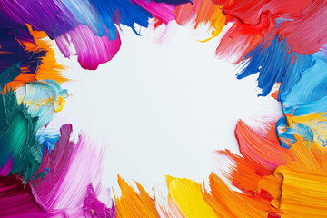 Vibrant Abstract Brushstroke Frame with Colorful Copy Space Background