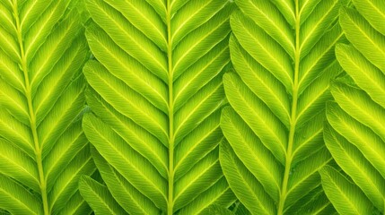Lush green leaves arranged in a symmetrical pattern, showcasing vibrant nature in a serene environment