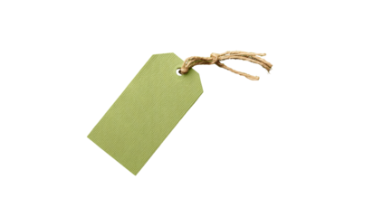 Light green tag with beige string