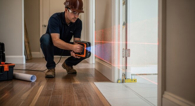 Immersive LiDAR scanning of remodeled hallway dimensions door frame adjustments and flooring transitions to provide exact construction measurements.