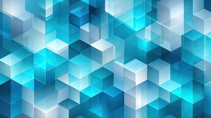 Fototapeta premium 2D flat abstract geometric cubic medical light blue concept. A vibrant abstract design featuring blue geometric cubes.