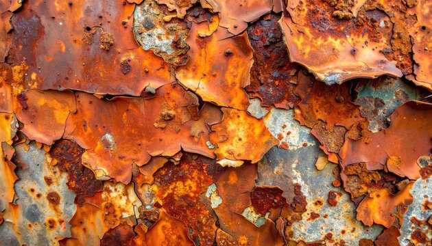 aged rusty metal texture, corroded surface, flaking paint, oxidation stains, high-detail PBR material
