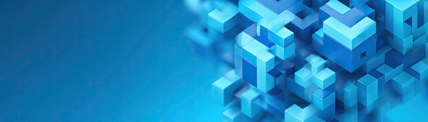 Obraz premium 2D flat abstract geometric cubic medical light blue concept. Abstract digital composition with geometric shapes in blue tones.