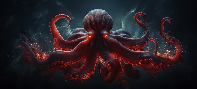 Pointillist grunge design of Kraken ifrit with abstract dotted pattern, ,generative AI