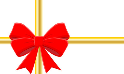 Cartoon Red Bow and Gold ribbon graphic overlay with a transparent background