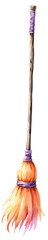 broom isolated witch broomstick halloween purple orange brown