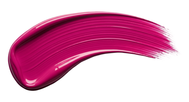 A vibrant smear of raspberry lipstick isolated on transparent background, perfect for adding a pop of color
