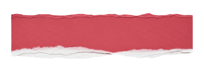 Torn piece of red paper isolated on transparent background, perfect for adding a distressed or grunge element