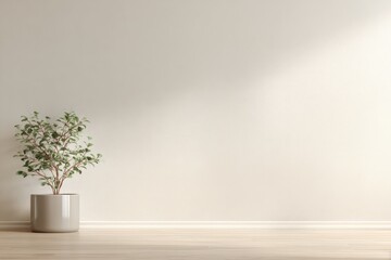 Minimalist Indoor Plant with Bright Wall Background in Contemporary Room Setting