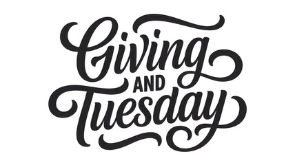 Giving tuesday hand lettering typography isolated on white background