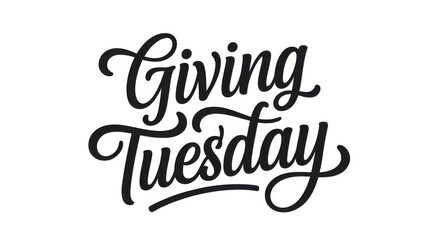 Giving tuesday hand lettering typography isolated on white background