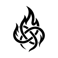 Black Tribal Flame and Celtic Knot Intertwined Symbol Vector Design