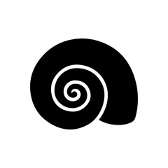 Black Spiral Shell Graphic Icon on Clean White Background