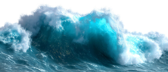 Tsunami Breaking Wave with Ocean Effect Isolate on Transparent Background, cutout, png