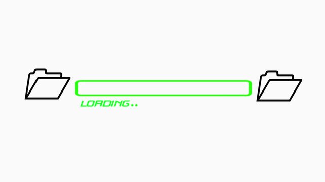 File transfer from computer folder to folder animation Isolated on white background.
