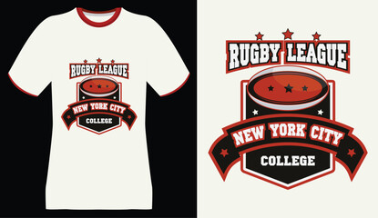 Rugby League New York City College T-Shirt Design with Emblem